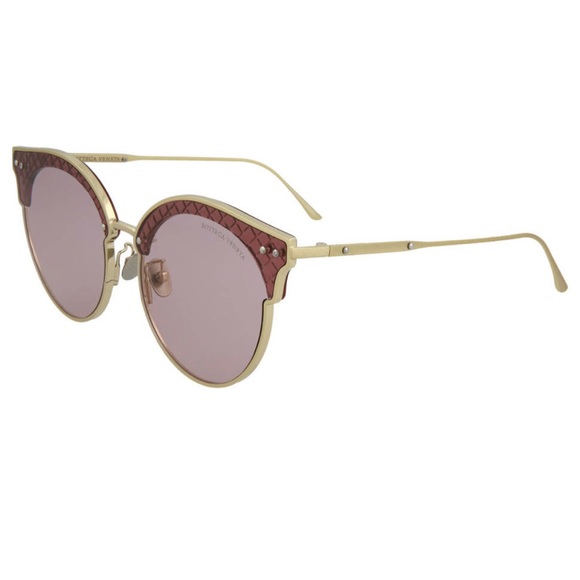 Bottega Veneta Unisex-Adult Cat-Eye Gold Gold Pink Sunglasses NWOT - Picture 2 of 8